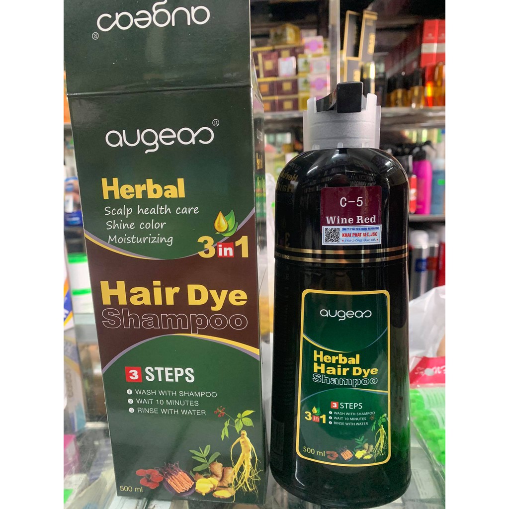 Dầu gội màu phủ bạc thảo dượcc không dính da đầu Augeas 500ml