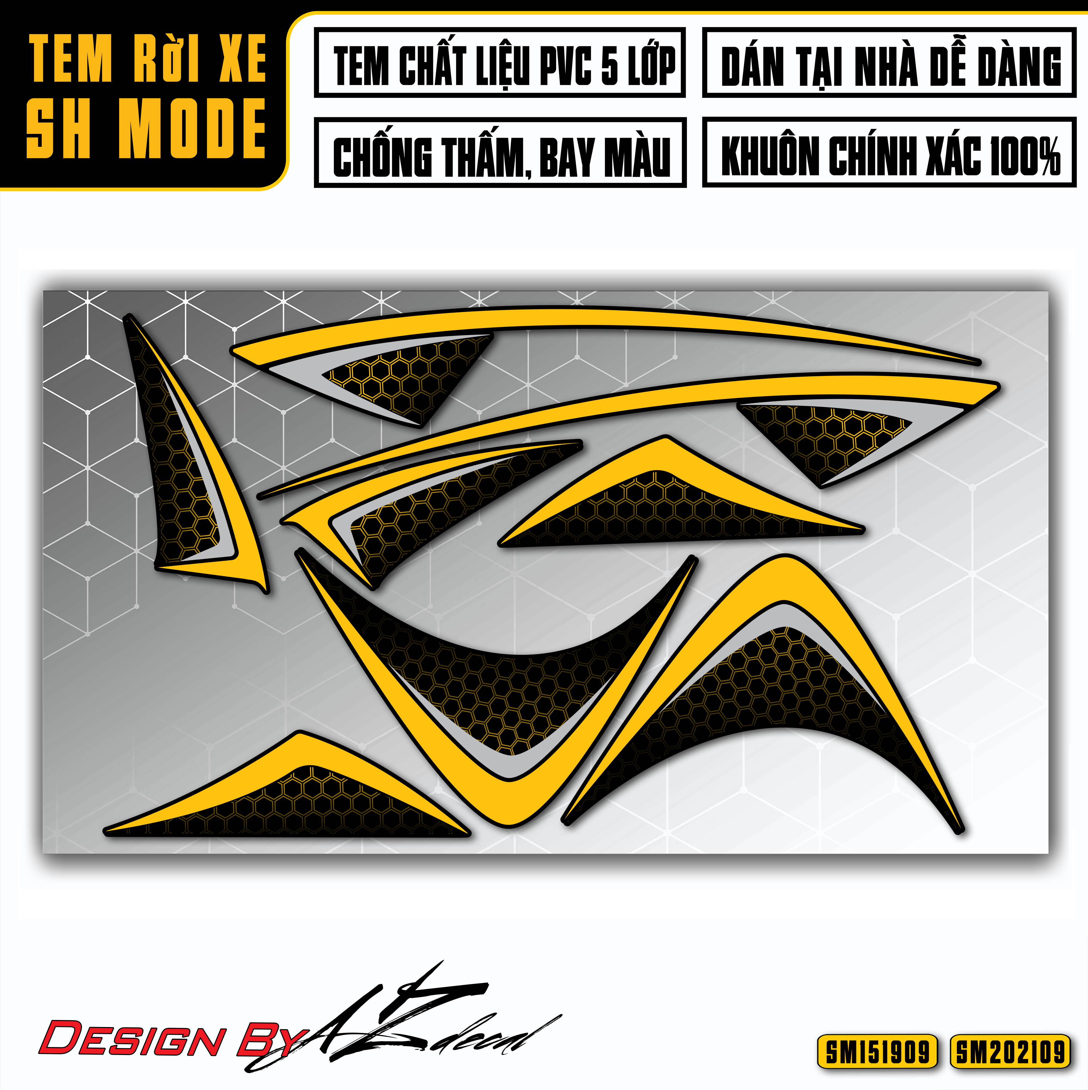Tem Chế Dán SH Mode Mẫu Matrix Tem Chỉ | SM09 | Xe 2020 - 2021 & 2015 - 2019 Decal Rời Dán Xe Máy Ch