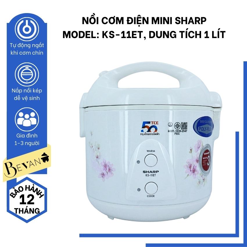 Nồi cơm điện mini Sharp KS-11ET 1 lít - Nhỏ gọn tiện lợi cho người bận rộn và tiết kiệm thời gian nấ