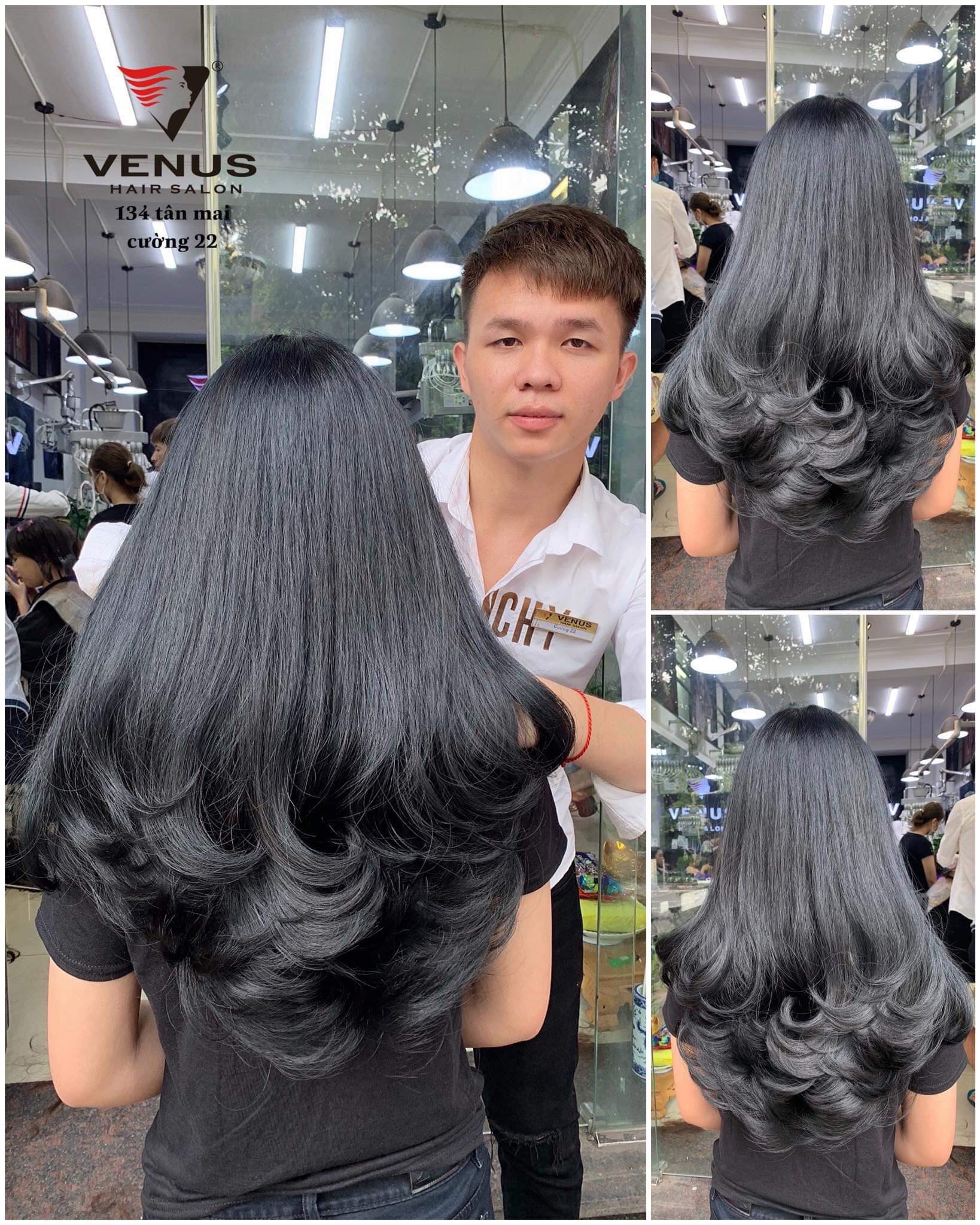 Thuốc nhuộm tóc màu Đen than chì + Tặng trợ nhuộm gang tay