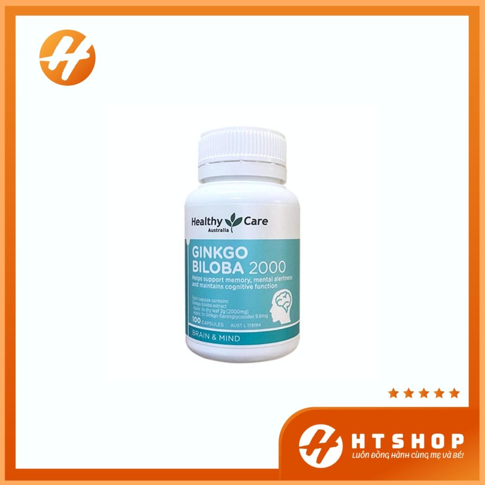 Viên Uống Ginkgo Biloba Healthy Care Úc 2000mg Hộp 100 Viên