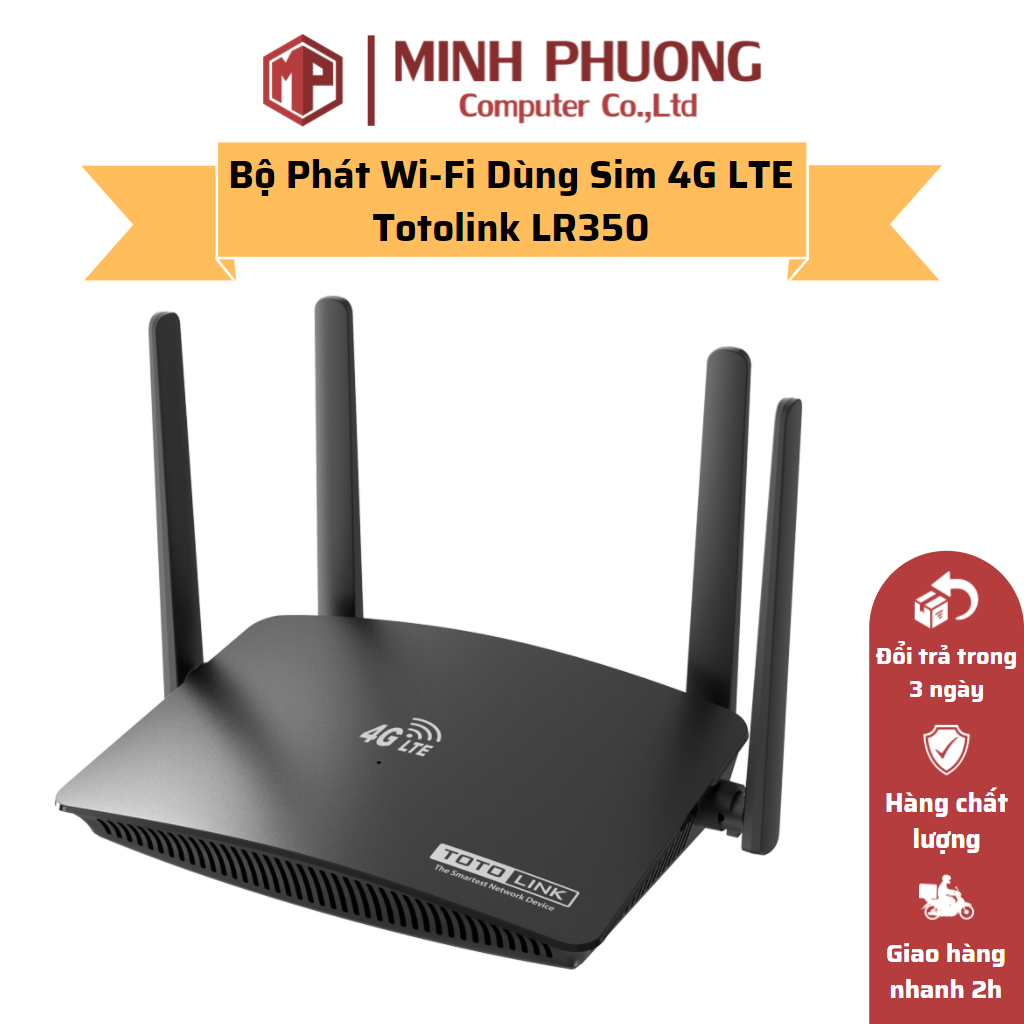 Bộ Phát Wi-Fi Di Động Dùng Sim 4G LTE Totolink LR350 - Hàng chính hãng