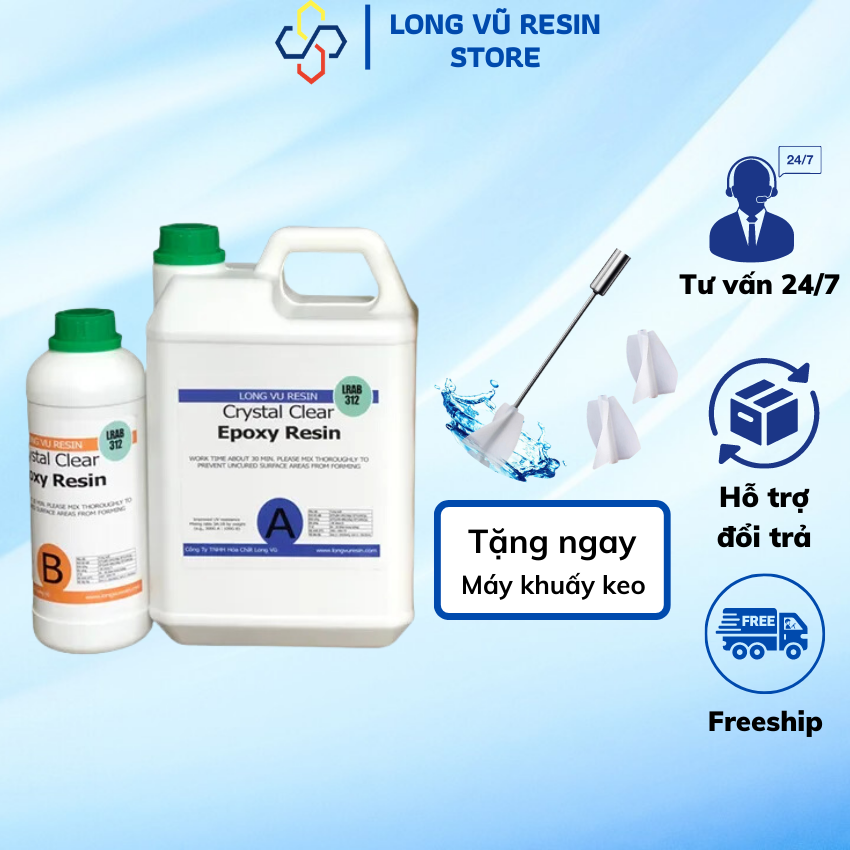 Bộ 4Kg Epoxy Resin Trong Suốt Cao Cấp - Crystal Clear Epoxy Resin LRAB312