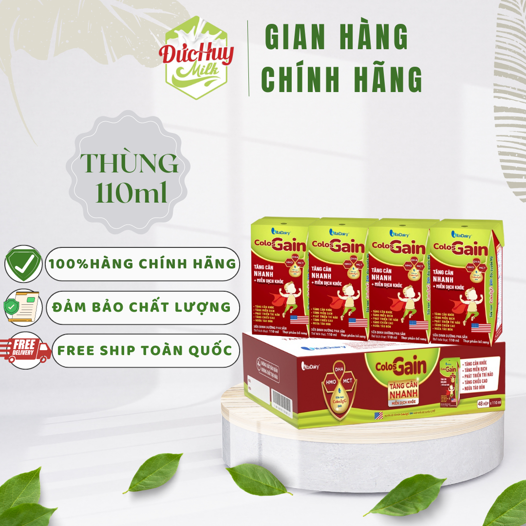 Thùng 48 sữa bột pha sẵn Colos Gain 110ml/180ml