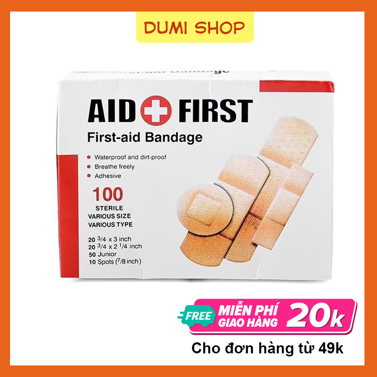 [Hcm]Hộp Băng Cá Nhân Không Thấm Nước 100 Miếng Nhiều Kích Cỡ Hình Dáng - Băng Gâu - Băng Dính Cá Nhân Dumi Shop