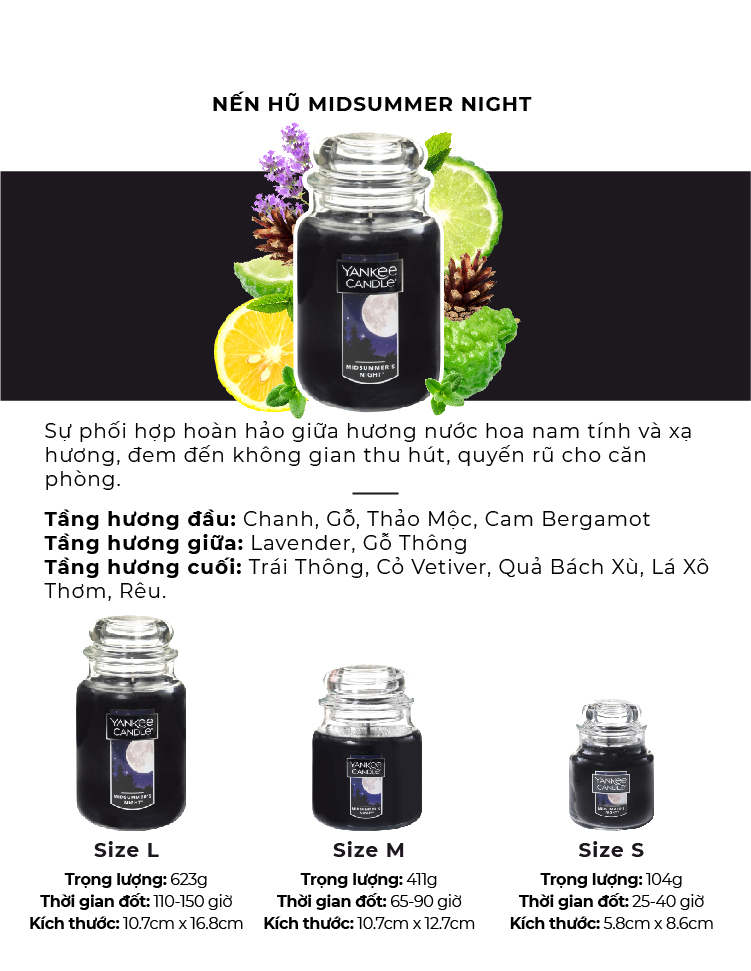 Nến thơm hũ Yankee Candle size L (623g) - nhiều mùi tùy chọn