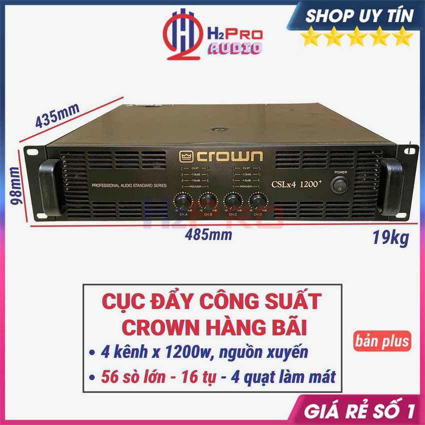 Cục Đẩy Công Suất 4 Kênh Crown 4x1200W Plus Bãi Xịn 56 Sò - 16 Tụ - Nguồn Xuyến, 1 Kênh Kéo Khỏe 2 F