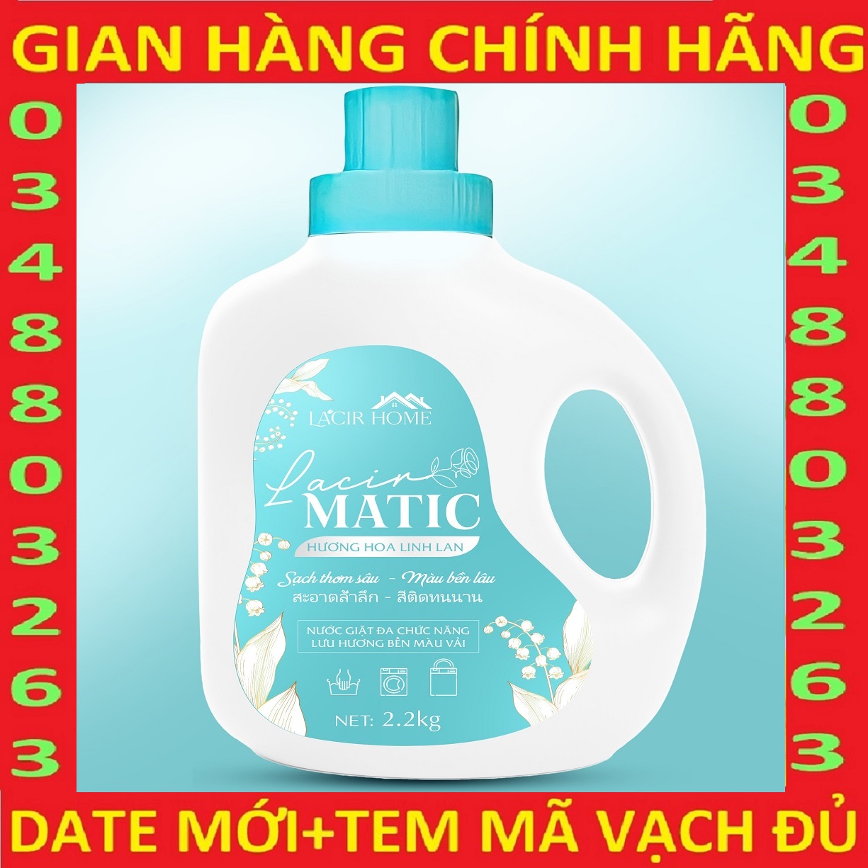 [CHAI 3,6KG] Nước giặt đa năng dr lacir home matic hương hoa linh lan sạch thơm lâu màu bền lâu DRLA