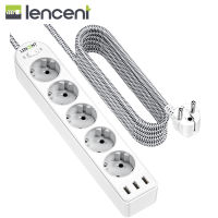 Bộ bảo vệ chống sét lan truyền LENCENT 8 trong 1 với ổ cắm AC 5 chiều và 3 cổng USB Ổ cắm điện dải nhiều ổ cắm Nhiều phích cắm 4000W 16A với 3 bộ phân phối ổ cắm USB với công tắc Cáp bện 2M cho ổ cắm tường