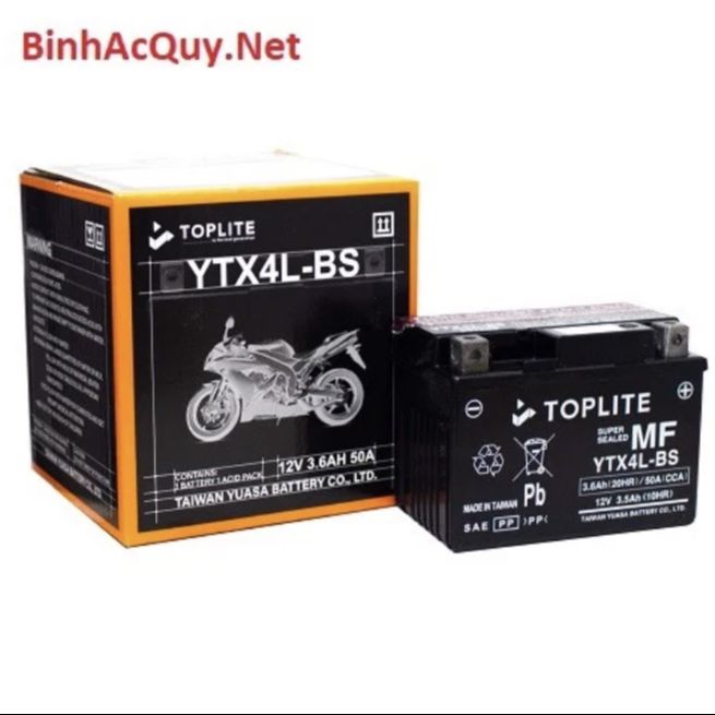 Bình ắc quy Yuasa Toplite 12V-3.6Ah mã YT4XL-BS cho xe Honda Yamaha Suzuki