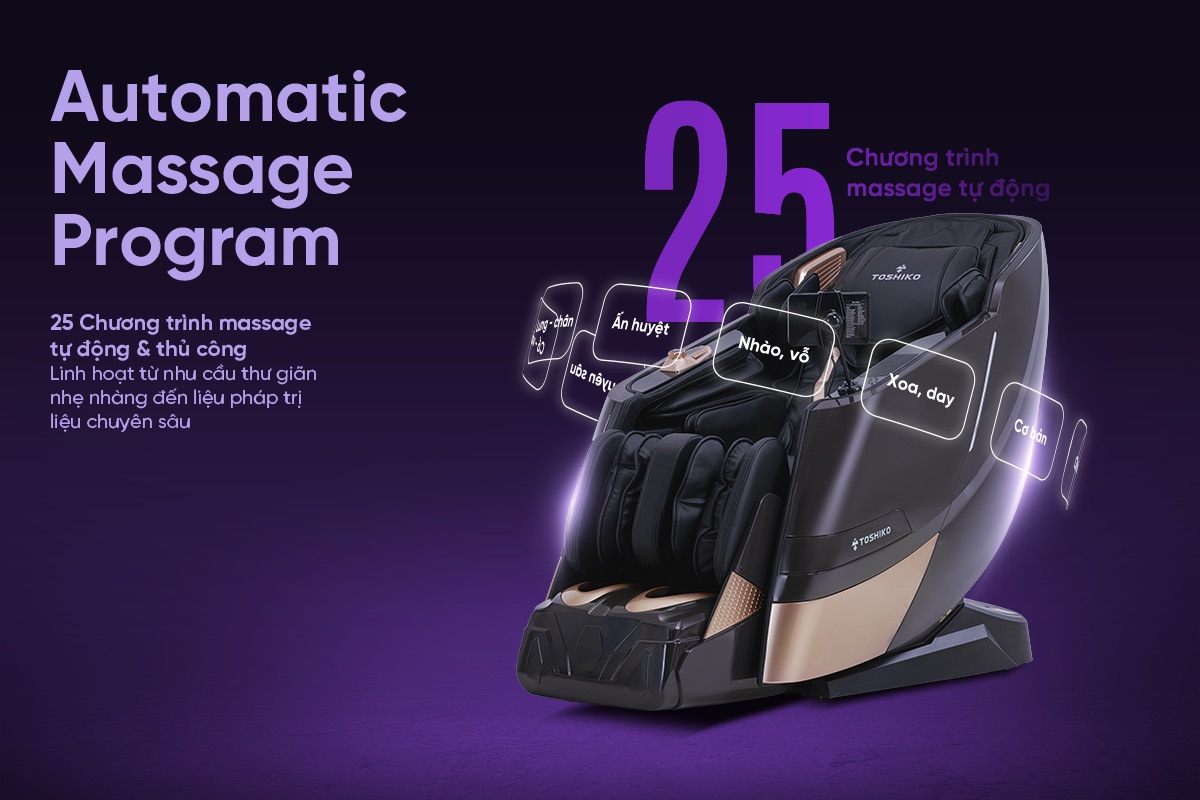 Ghế Massage Toàn Thân Toshiko T9900 - Đen Ghi, Kích thước 820x1610x1255mm