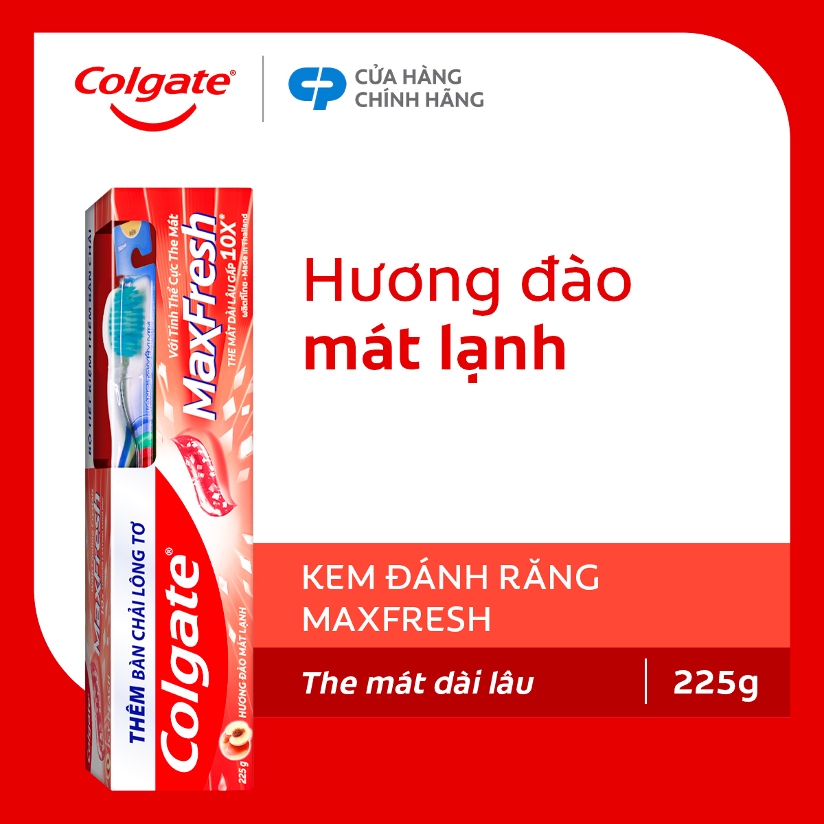 Kem đánh răng Colgate MaxFresh ULTRAFREEZE the mát gấp 10X 225g /tuýp tặng bàn chải đánh răng lông m