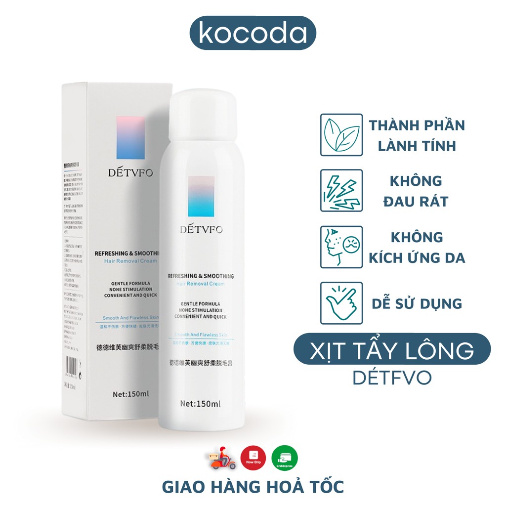 Xịt Tẩy Lông Detfvo Không Đau Lành Tính Dịu Nhẹ - Kem Tẩy Lông Nách Tay Chân Lưng Dạng Xịt 150Ml Nội Địa Trung Kocoda