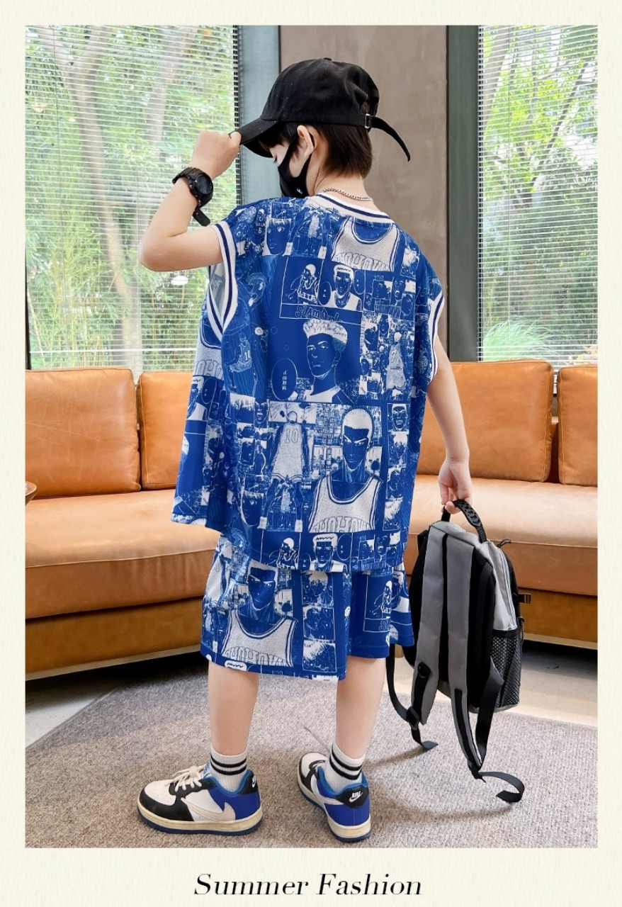 Set bộ quần áo trẻ em dành cho bé trai 15-45kg mẫu BA LỖ 23. Chất liệu mềm mại thoáng mát.