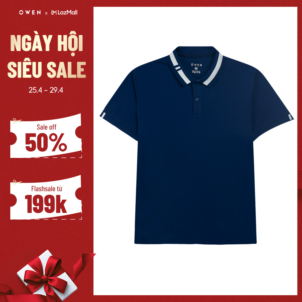 OWEN - Áo polo ngắn tay Body Fit APV233198 màu Xanh chất liệu CVC Spandex