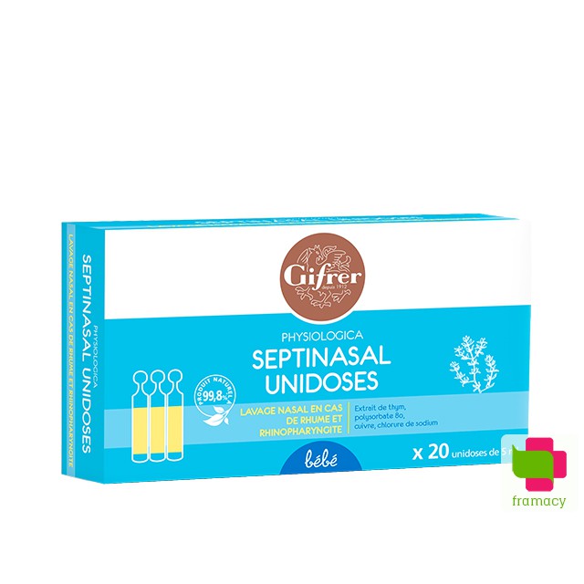 Nước muối sinh lý tép vàng/xịt vàng giảm sổ mũi và tép xanh giảm ngẹt mũi Gifrer Pháp (20 tép/50ml) cho trẻ từ sơ sinh