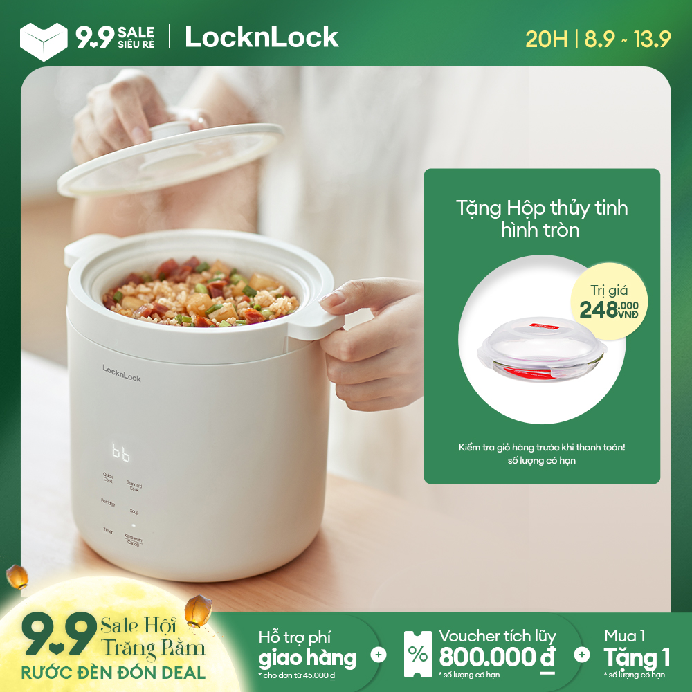 Nồi cơm điện mini Lock&Lock Bianco mini rice cooker Màu ngà EJR314IVY đa chức năng giữ ấm hẹn giờ ph