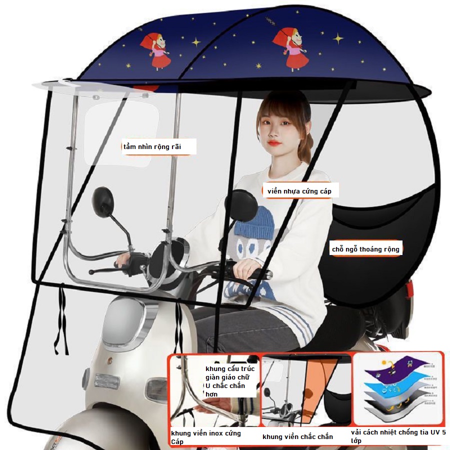 mái che xe máy chống mưa bụi ô che xe máy ô xe máy dù che xe máy chống TIA UV