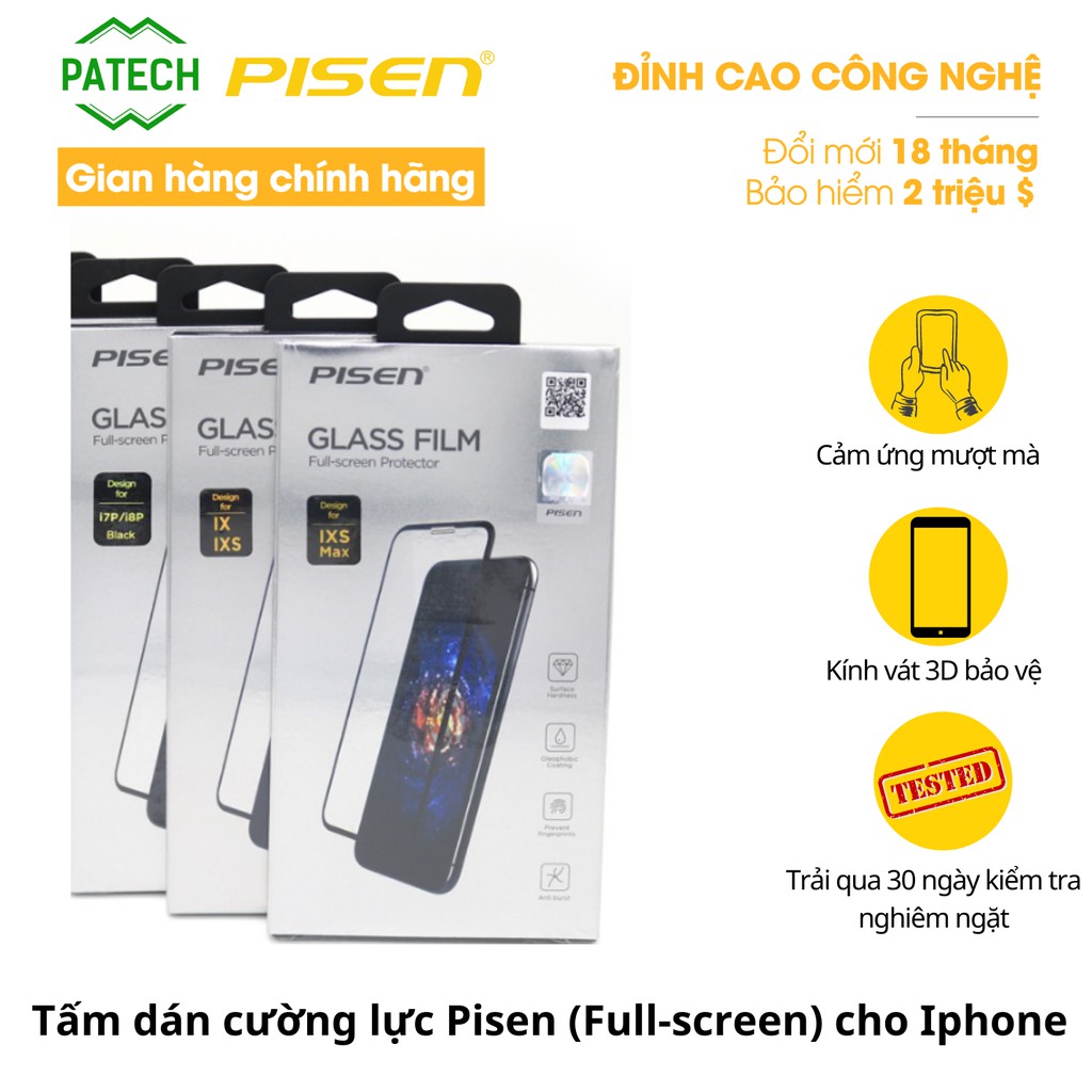 Tấm dán cường lực Pisen (Full-screen) iPhone