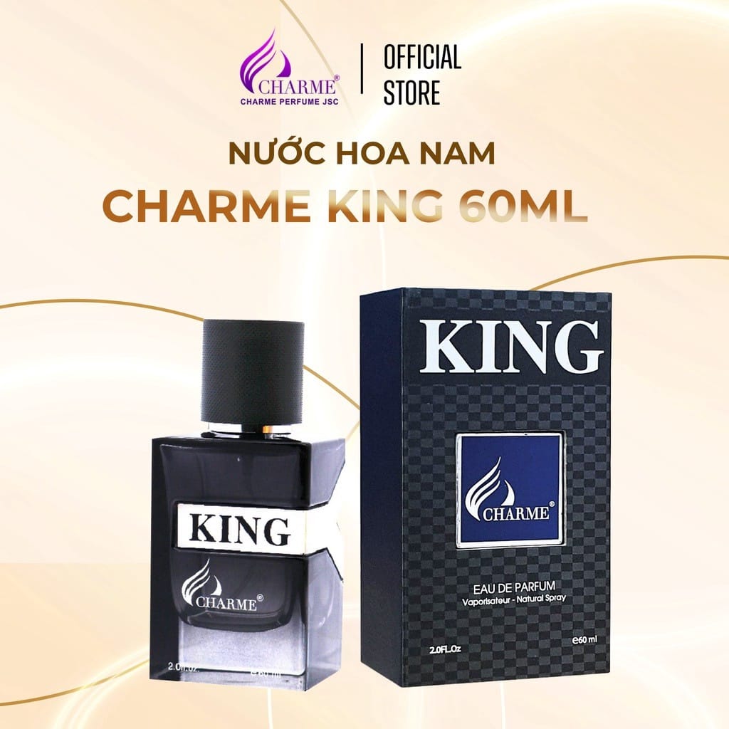 [Tặng chai Charme King 20ml] Nước hoa nam Charme King 60ml chính hãng nam tính mạnh mẽ cá tính  - Helena Cosmetics