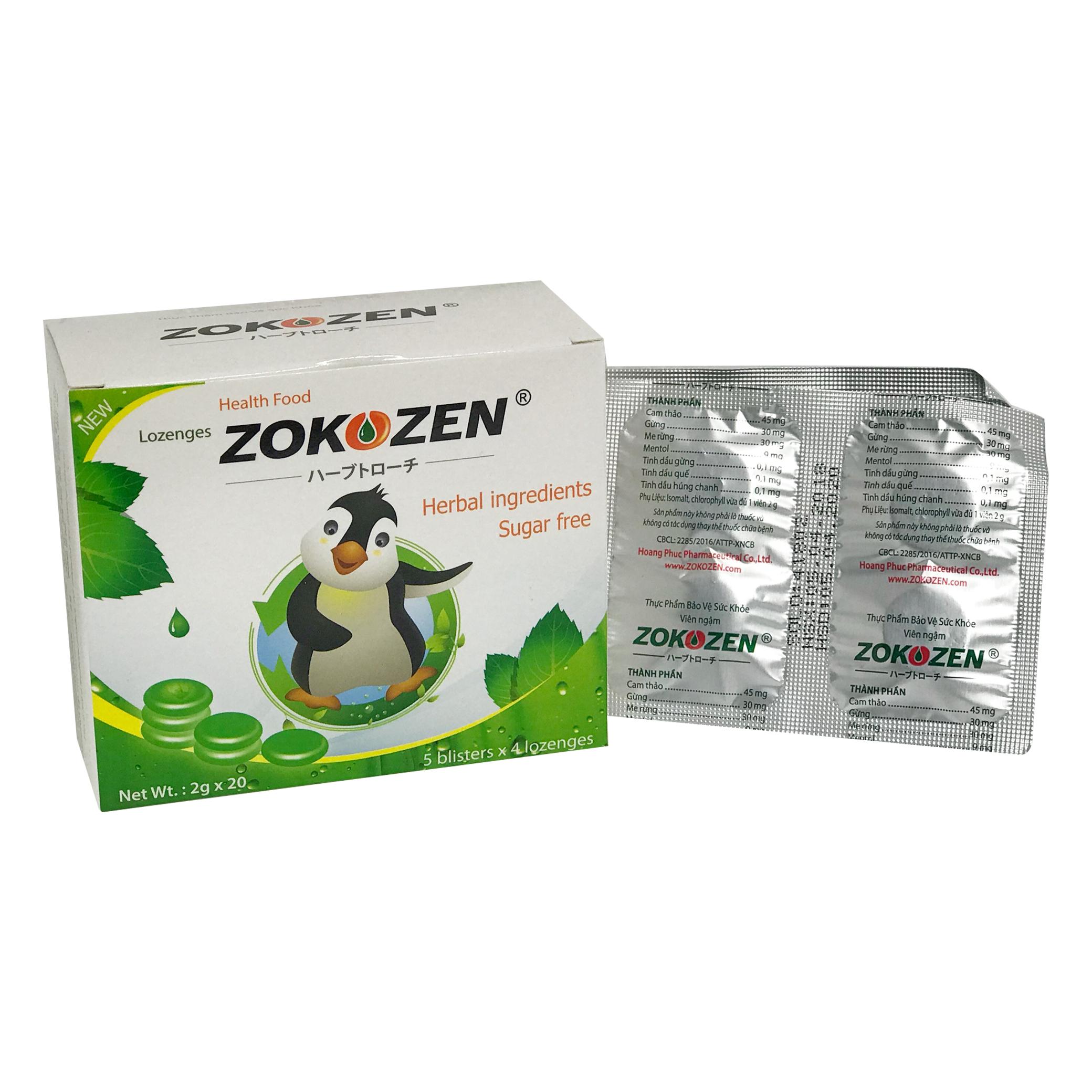 [Hcm]Thảo Dược Giảm Ho Viên Ngậm Zokozen (Hộp 5 Vỉ/4 Viên)