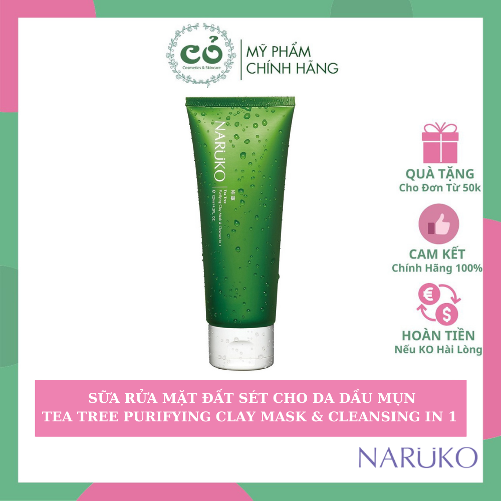 [HCM]Sữa rửa mặt Naruko tea tree purifying clay mask & cleanser in 1 thành phần của sản phẩm hoàn toàn lành tính và an toàn cho người sử dụng