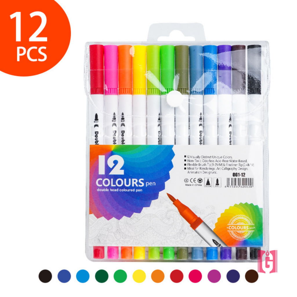 Bút Brush Bút Đánh Dấu Hai Đầu Bút Viết Tiêu Đề Fineliner Brush Markers Highlighter Có Thể Giặt Được