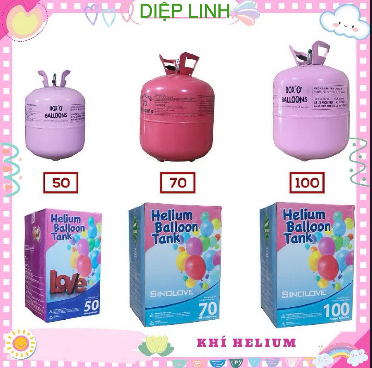 Bình Bơm Bong Bóng Bay Khí Heli An Toàn Bơm 50 - 70 - 100 Bóng - Bình Khí Helium Bơm Bóng Bay Trang 