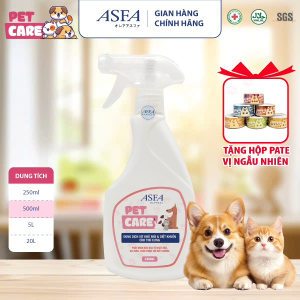 Nước Xịt Khử Mùi Diệt Khuẩn Cho Chó Mèo ASFA Pet Care 500ml