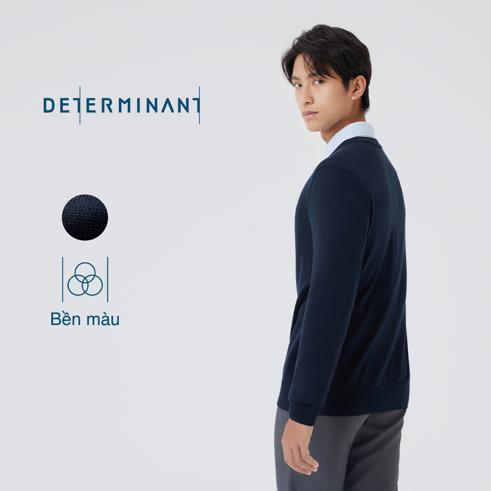 Áo sweater nam len Merino cao cấp DETERMINANT cổ tròn - Cotton/sợi Siro wool - Navy - Navy NYYD01 [D