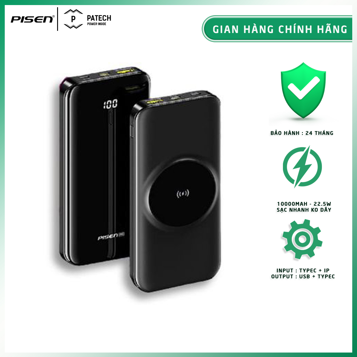 [20H 6/7 - 9.7 Nhập 77LAZSOCIAL80K Voucher giảm 12% đơn từ 250K tối đa 80K]Sạc dự phòng PISEN PRO Ma