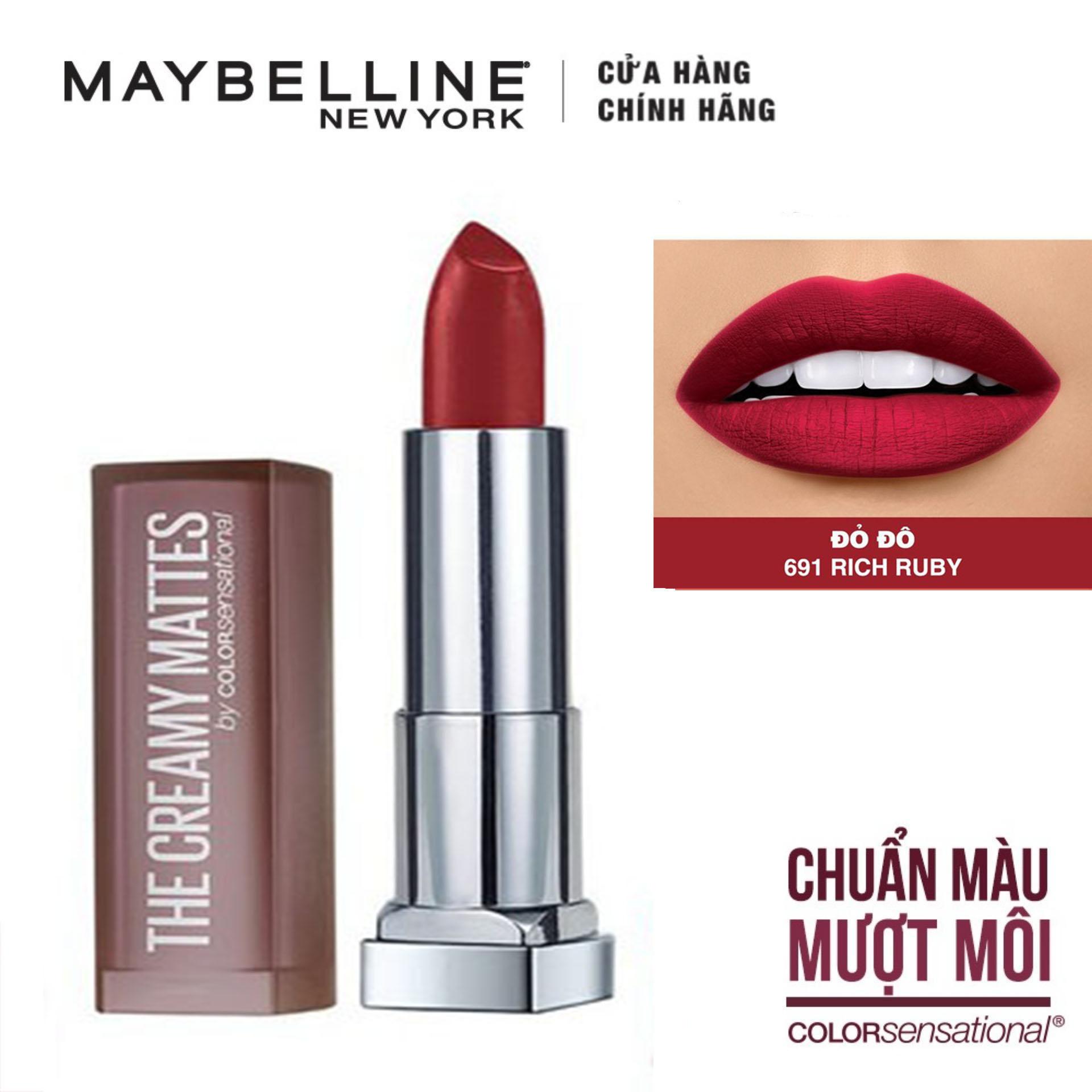 [Hcm]Son Lì Siêu Nhẹ Môi Maybelline New York Color Sensational Creamy Mattes 4.2G - Màu 691 Đỏ Đô Rich Ruby