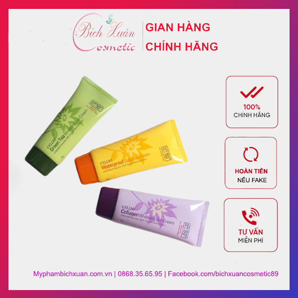 Kem Chống Nắng Cellio Spf50+ Pa+++ 70Ml Có 3 Màu