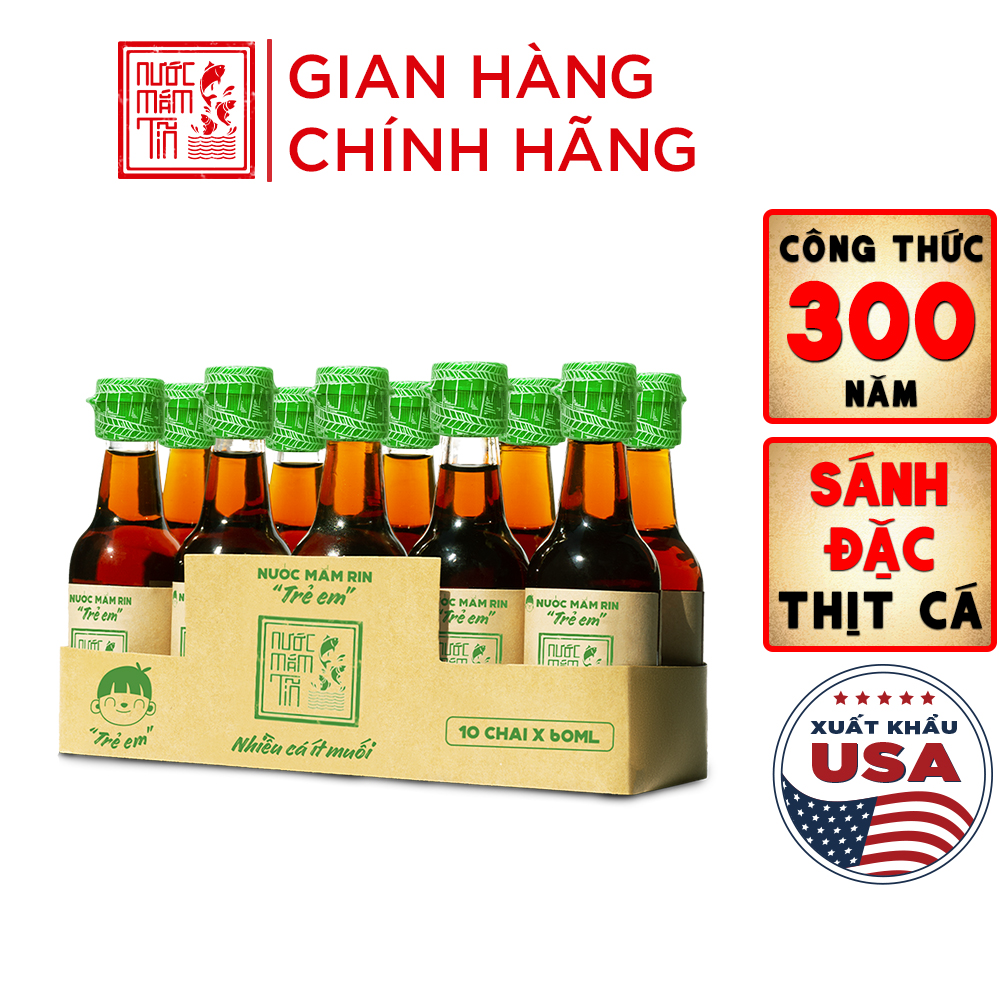 [Lốc 10 chai 42N - Nhiều cá ít muối] Nước mắm Tĩn Trẻ Em Cho Bé Ăn Dặm độ đạm 42N lốc 10 chai thủy t