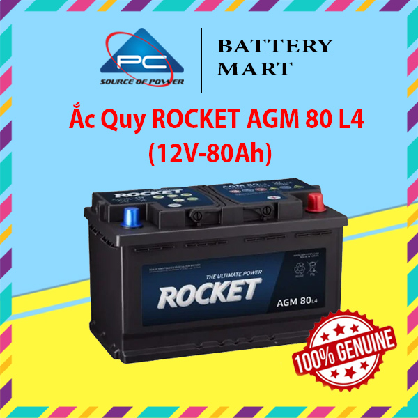 Bình Ắc Quy 12V-80Ah Ắc Quy ROCKET AGM 80 L4