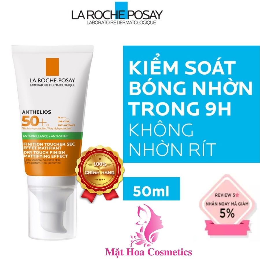 Kem chống nắng cho da dầu giúp kiểm soát nhờn và chống tia UVB & UVA SPF 50+ La Roche Posay Anthelios Dry Touch 50ML