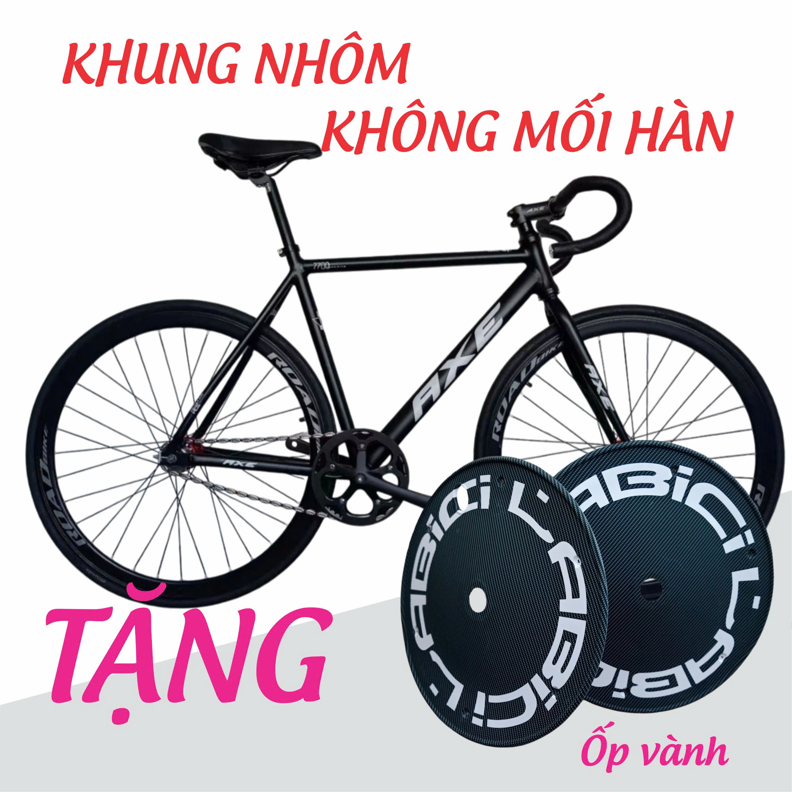 Xe đạp Fixed Gear tay cong tặng Xích Hạt Đậu  Vành 60 - 2024