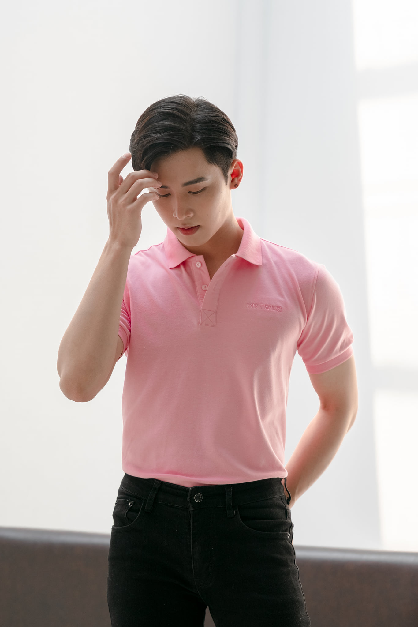 Áo Thun Polo Nam Cổ Bẻ Basic Màu Hồng Phấn Vải Cotton Cá Xấu Thương Hiệu Mr Twins