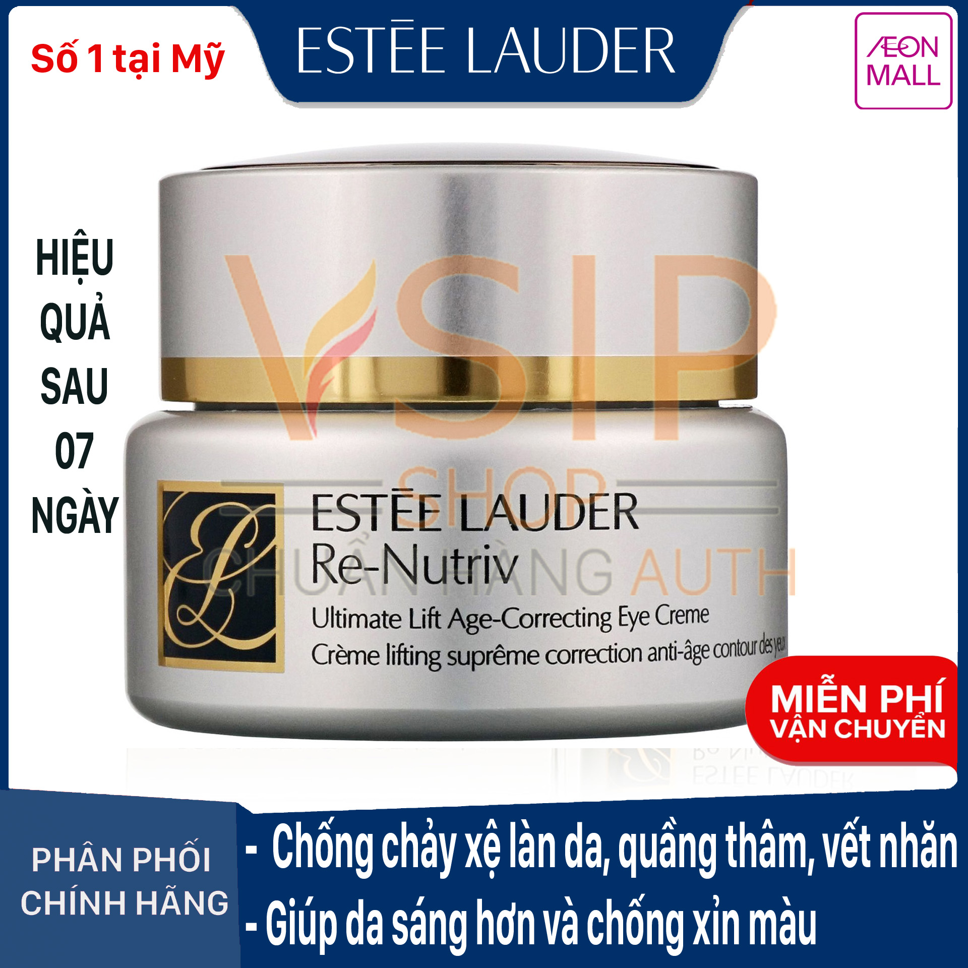 (Chính Hãng) Kem Dưỡng Mắt Nâng Cơ Chống Chảy Xệ Và Bọng Quanh Estée Lauder Re - Nutriv Ultimate Lifting Eye Creme Mắt