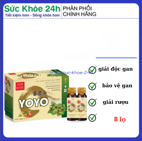 GIẢI RƯỢU YOYO giúp thanh nhiệt giải độc giúp bảo vệ gan hỗ trợ giảm tác hại của rượu bia Hộp 8 chai