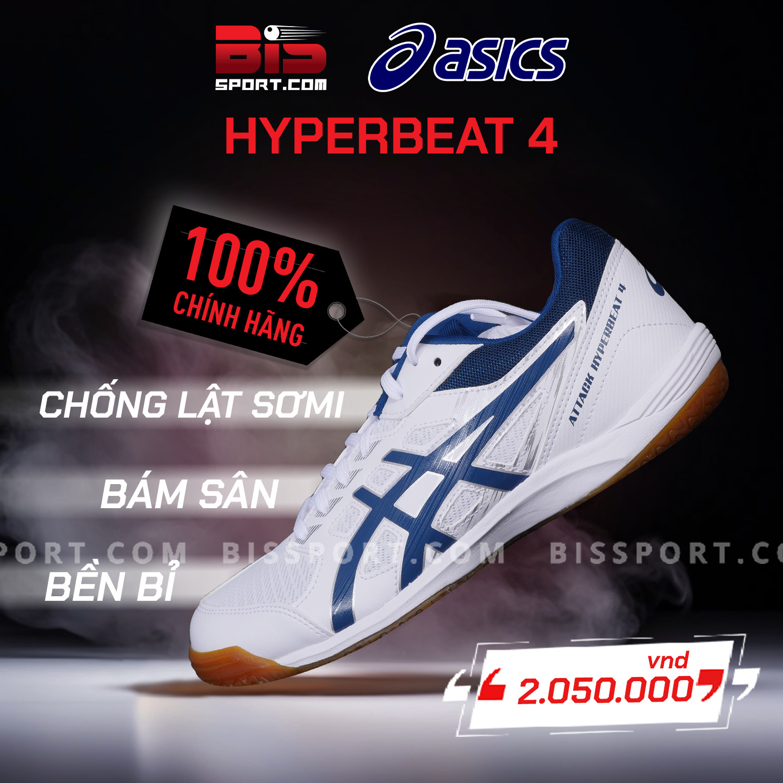 Giày Bóng Bàn Asics Hyperbeat 4 Trắng Chính Hãng Nhật Bản - Siêu Bám Sân Tốc Độ Linh Hoạt