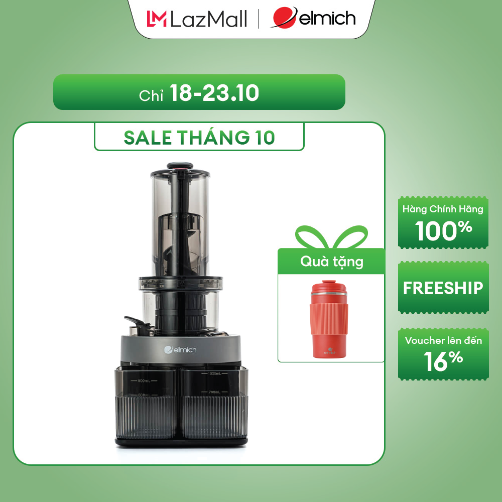 Máy Ép Chậm Elmich JEE-8759 - Công Suất 240W, Kích Thước 310x495x295mm, Màu Đen