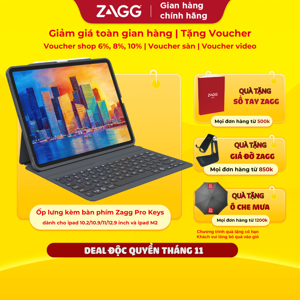 Ốp lưng kèm bàn phím ZAGG Pro Keys iPad Pro 12.9 inch - 103408963