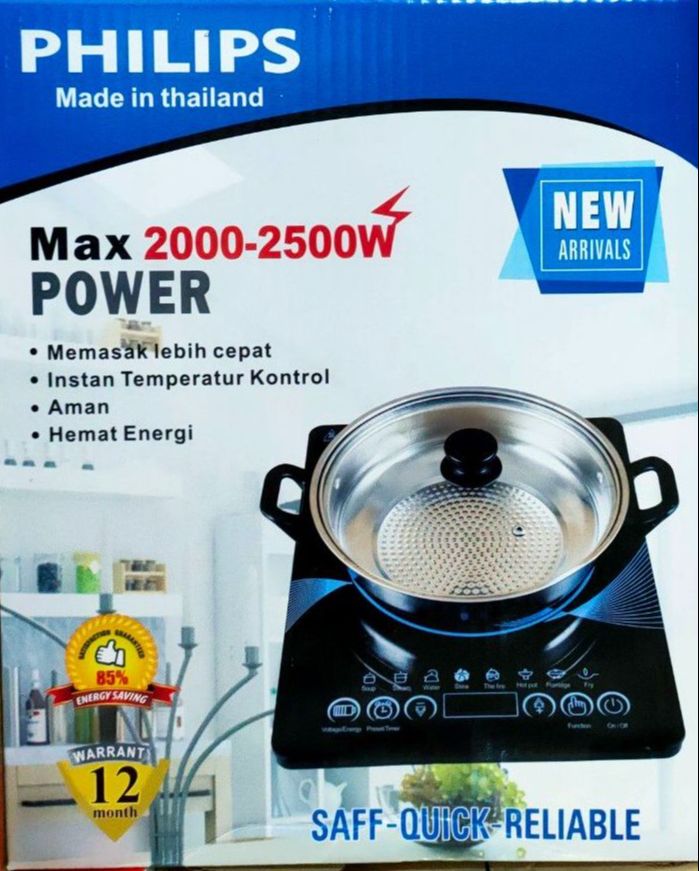 Bếp từ philips công suất 2500W - Made In ThaiLand-mới 100% tặng kèm nồi inox nấu lẩu