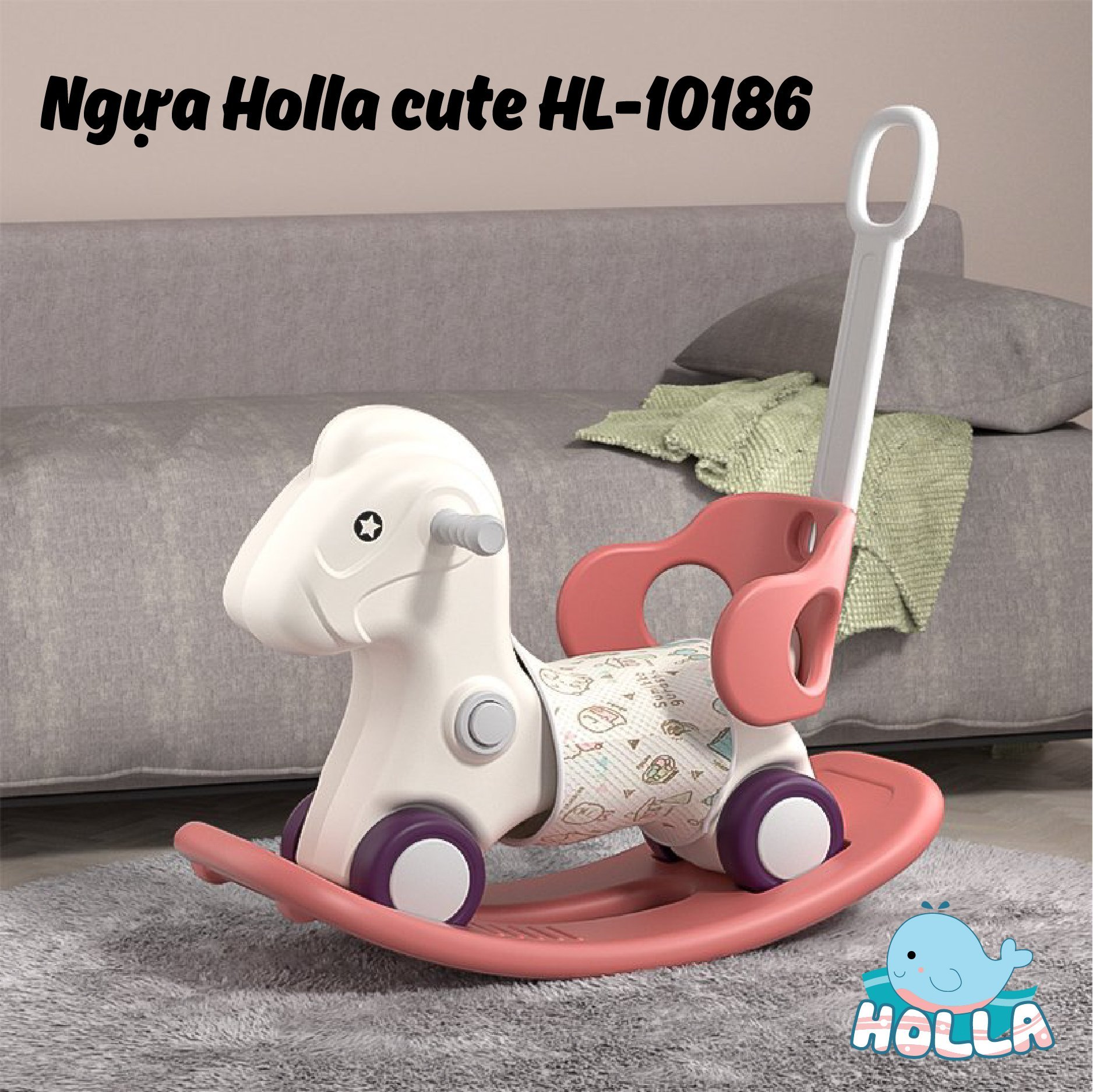 Ngựa bập bênh Holla có thể làm xe đẩy cực kỳ đáng yêu