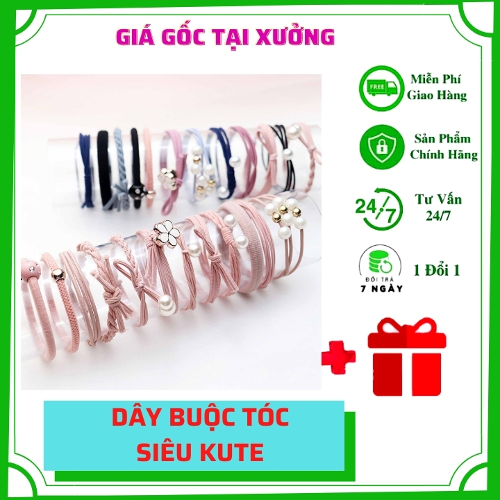 [Siêu Rẻ] Combo 2 Dây Cột Tóc Mềm Cao Cấp Không Mùi Cực Xinh Xắn Cực Kute