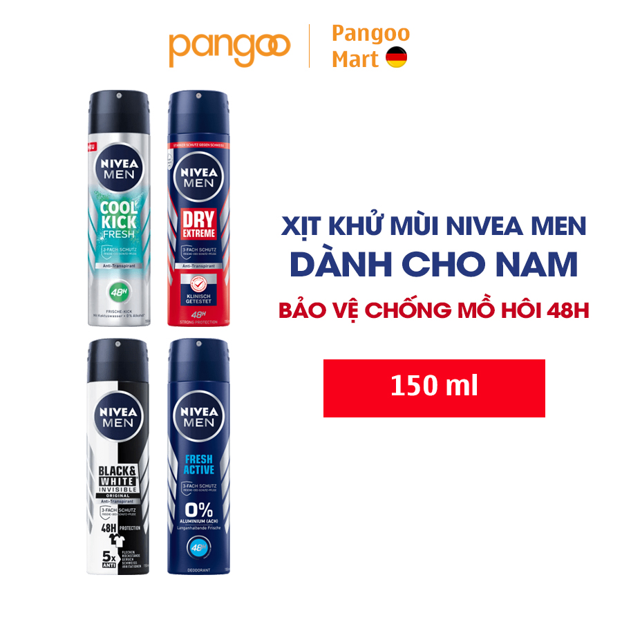 Xịt Khử M&Ugravei Nivea Men D&Agravenh Cho Nam(150Ml) - Nội Địa Đức - Đủ 4 M&Agraveu