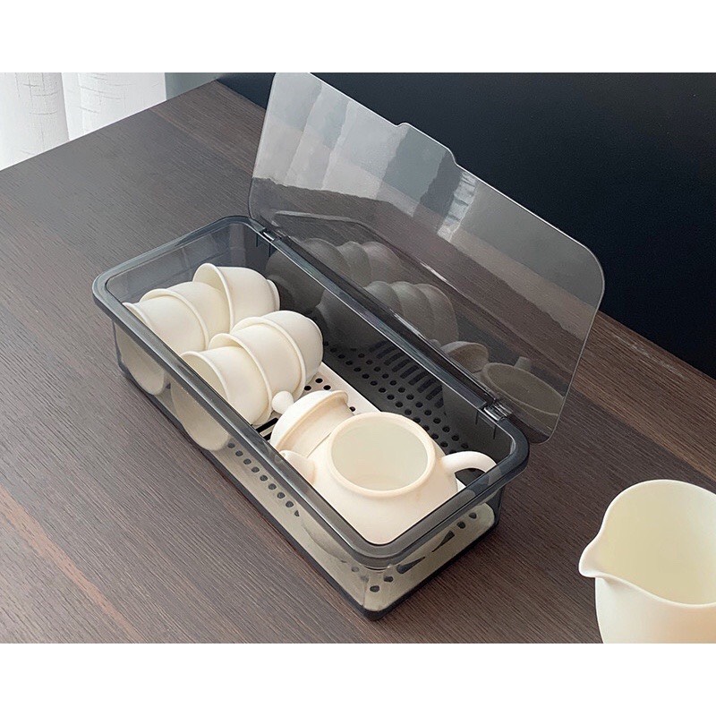 Hộp Đựng Đũa Thìa Sợi Tre Cao Cấp Có Nắp Đậy ANHOME Hộp Đựng Đũa Thìa Nhựa ChopStick Đa Năng Hiện Đạ