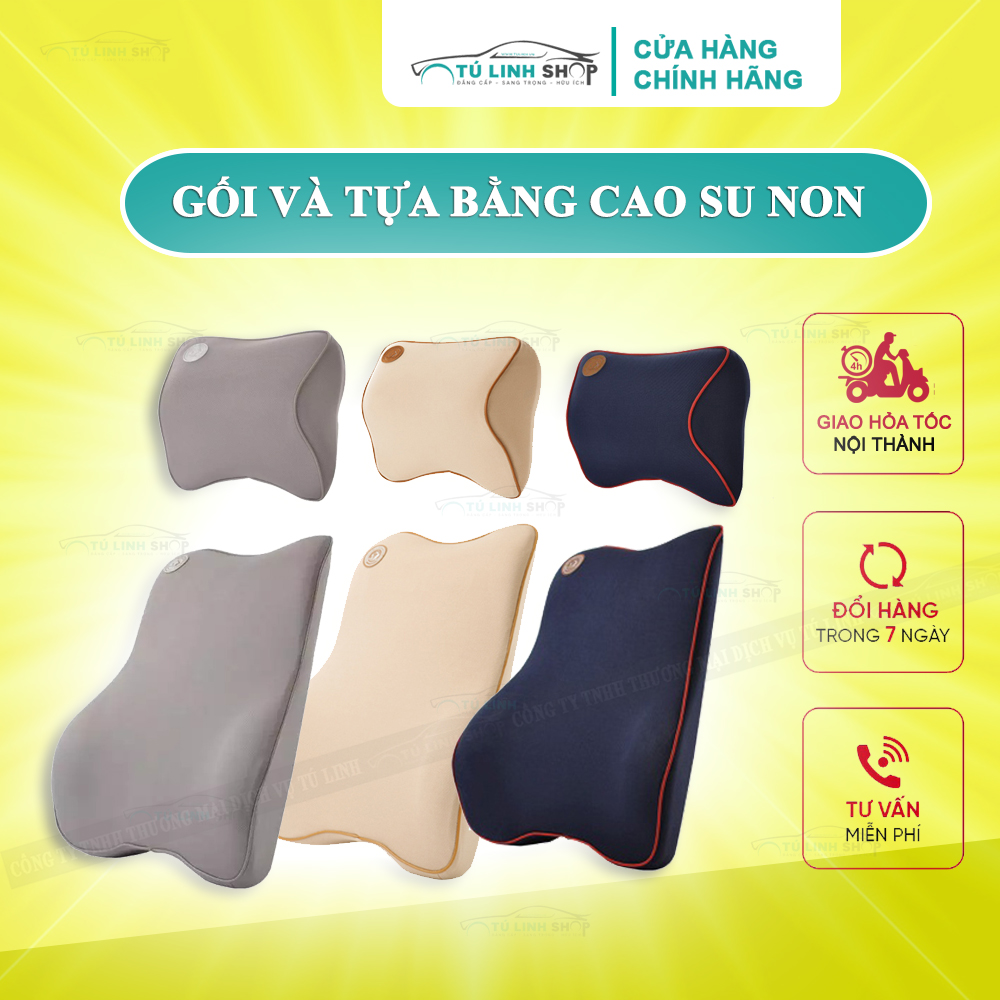 Gối tựa đầu và lưng cao su non cao cấp cho ô tô và ghế văn phòng chống gù lưng đau mỏi vai gáy