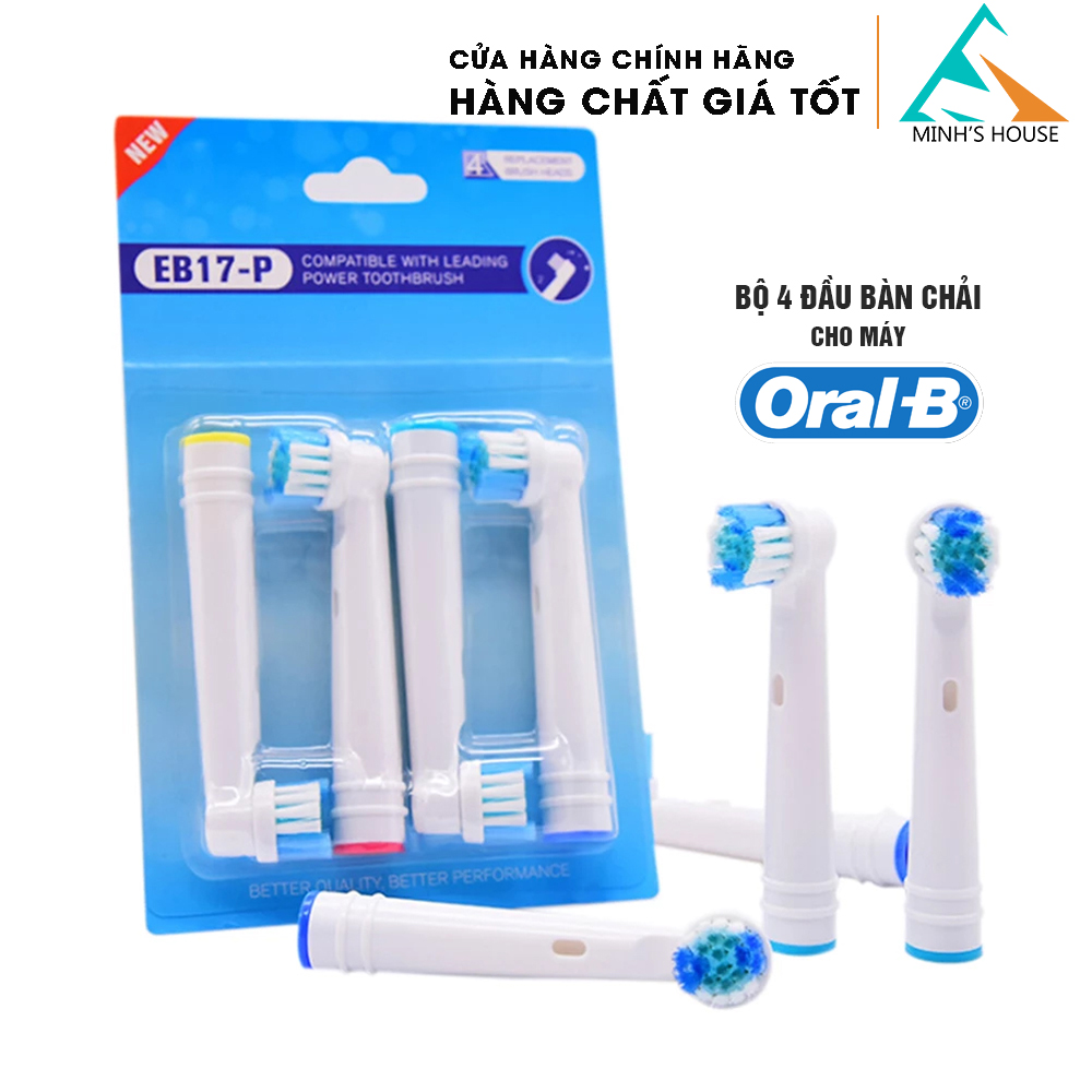 Cho Máy Oral B Braun Eb17 - P Daily Bộ 4 Đầu Bàn Chải Đánh Răng Điện Thay Thế Chải Răng Hàng Ngày Minh House